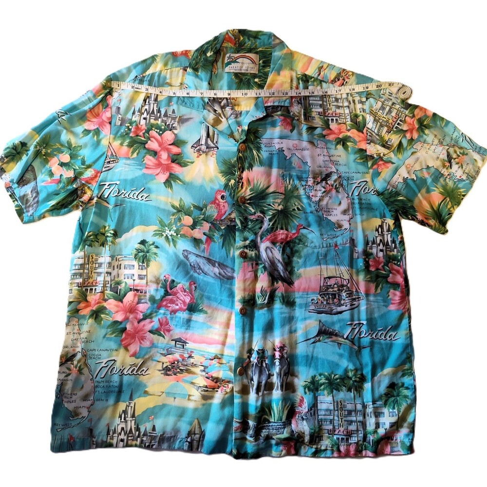 Vintage Paradise Found Honolulu Hawaii Shirt Colorful Tropical Florida Print XL - Picture 2 of 8